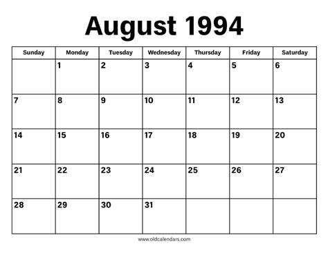 We did not find results for: August 1994 Calendar - Printable Old Calendars
