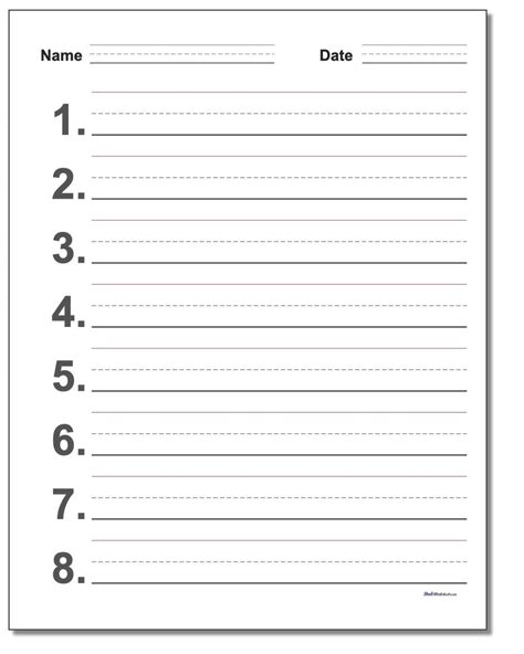 Numbered Lines Template