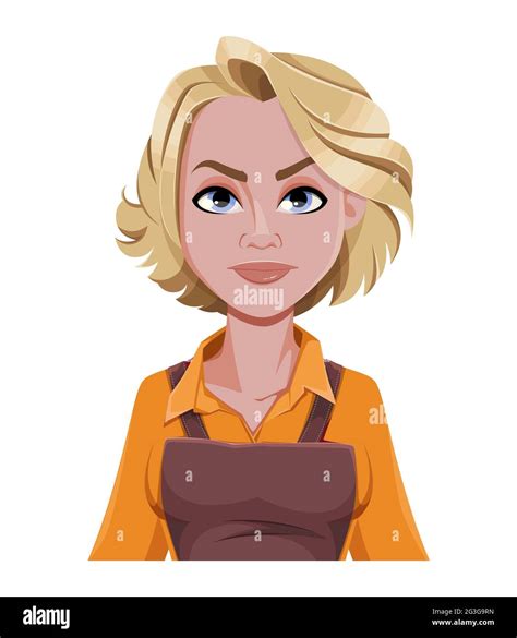 Face Expression Of Beautiful Woman Barista Angry Female Emotion Cute Cartoon Character