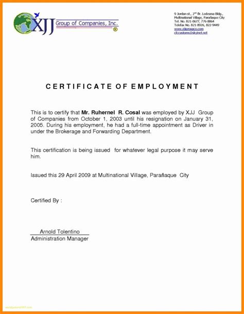 He currently holds the position of head roofer, the highest. Certificate Of Employment For Visa Application Australia ...