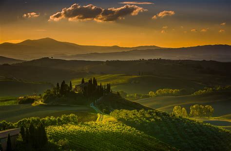 Wallpaper Sunlight Landscape Sunset Italy Hill Nature