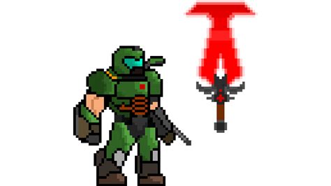 Doom Guy Pixel Art By Darknitelightmot On Newgrounds