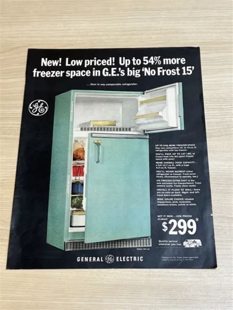 GE GENERAL Electric No Frost Refrigerator Freezer Vintage Print Ad PicClick
