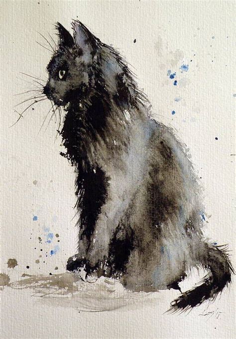 Sitting Cat Art Print By Kovacs Anna Brigitta Black Cat Art Cat