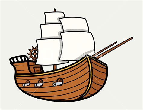 Old Vintage Sea Ship Vector Cartoon Illustration Royalty Free Stock