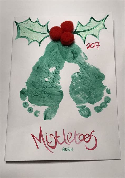 Making Christmas Cards Using My Sons Footprint Attempted The