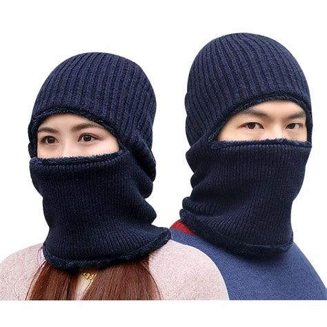 viugreum multi functional knit cap balaclava beanie mask winter wool hats thick mask adult