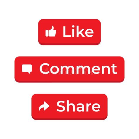 Like Comment And Share Button Icon Set For Channel Editorial Image
