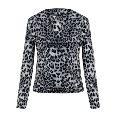 leopard print women long sleeve slim shirt fashion v neck lady sexy tops style casual female