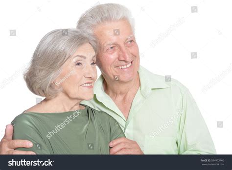 Happy Old Couple Embracing On White Stock Photo 594973760 Shutterstock