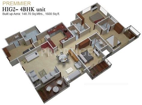 1600 Sq Ft 4 Bhk Floor Plan Image Paras Housing Urbane