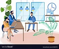 Office staff work in minimalist style cartoon Vector Image