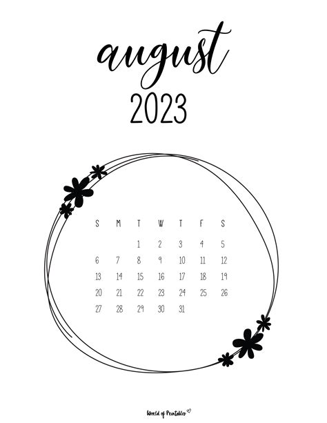 Cute August 2023 Calendar