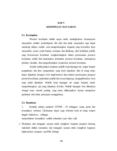 Laporan Pkl Promosi Kesehatan Puskesmas Bandung Bab Bab V