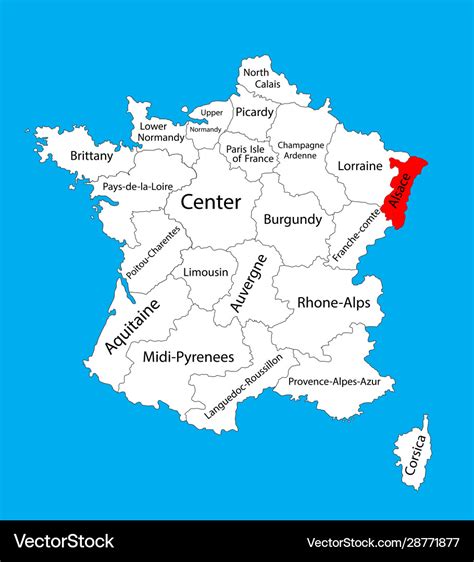 Map State Alsace France Map Royalty Free Vector Image