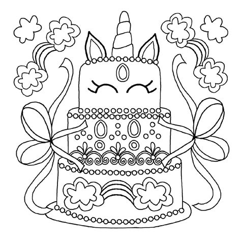Birthday Cake Coloring Page Free