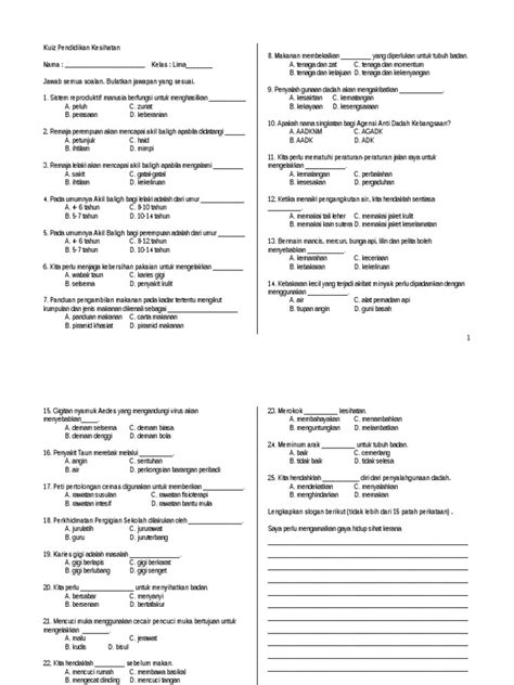 Contoh Soalan Kuiz Bahasa Melayu Tahun 3  Wrotiawanb