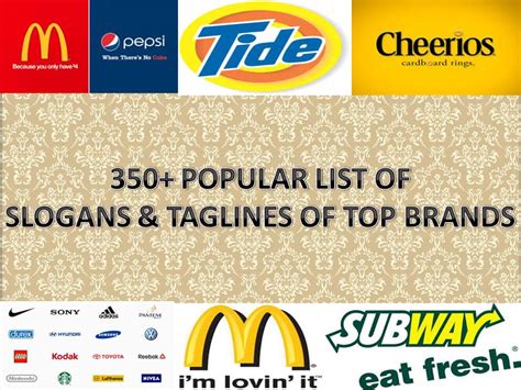 350popular List Of Slogans And Taglines Of Top Brands