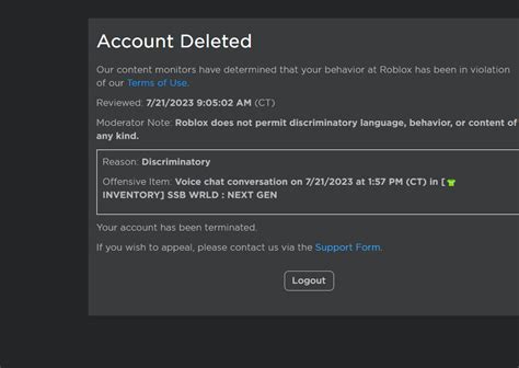 Account Deleted For Voice Chat Rrobloxhelp