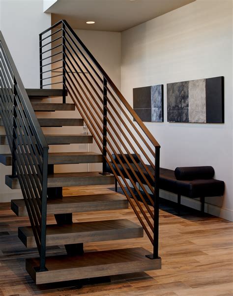 Modern Staircase Floating Treads Interior Architecture Design Modern