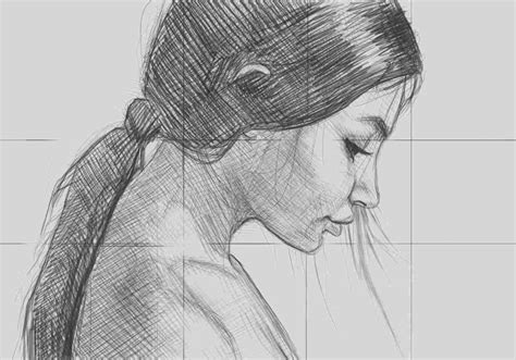 Woman Face Side Profile Drawing ~ Face Sketch Female Side Draw Profile
