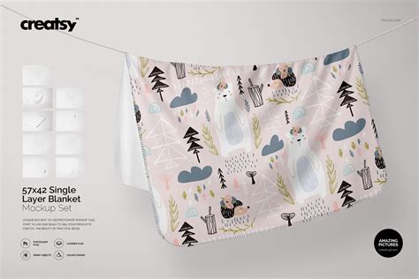 Single Layer Blanket Mockup Set Creative Product Mockups Creative
