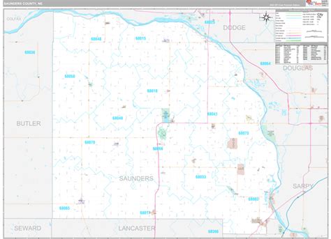 Saunders County Ne 5 Digit Zip Code Maps Premium