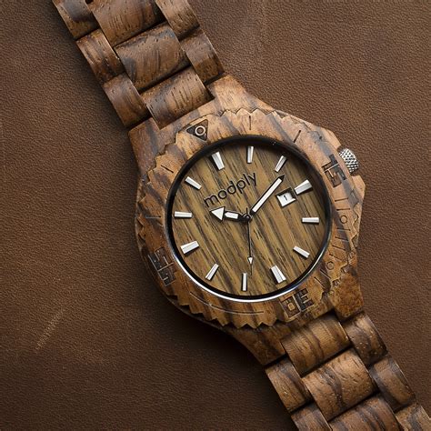 Engraved Wood Watch For Men Zebrano Wood Mens Watch Personalized