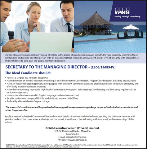 Secretary For The Managing Director