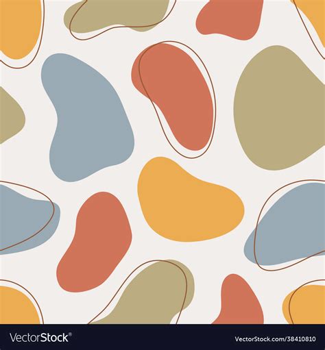 Organic Shapes Seamless Pattern With Lines Vector Image