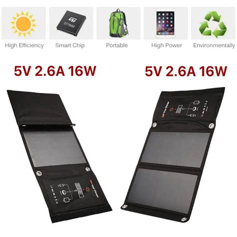 Foldable Solar Panel 5v 16w Dual Usb Output Solar Power Bank Charger For Smart Phone