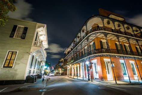 Buildings In The French Quarter At Night In New Orleans Louisiana