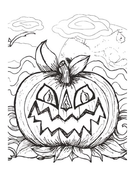 Halloween Scary Pumpkin Coloring Page Printable Pdf Download