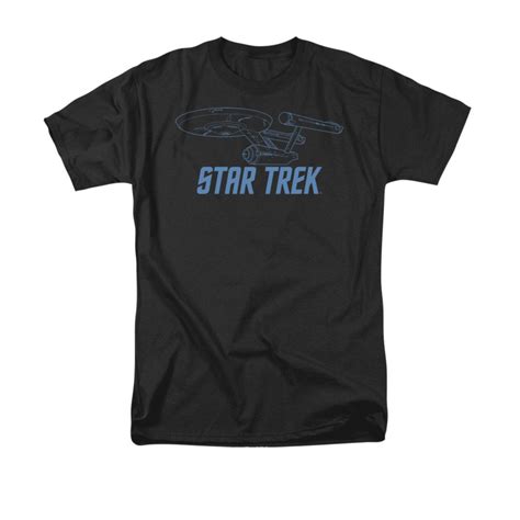 Star Trek Mens Black Enterprise Outline T Shirt