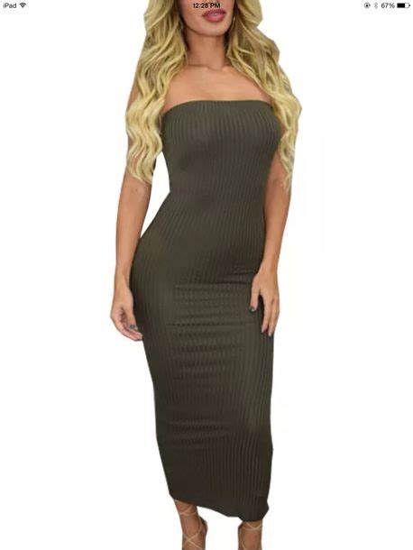 Dress Army Green Bodycon Strapless Tube Green Olive Green Bodycon Dress Wheretoget