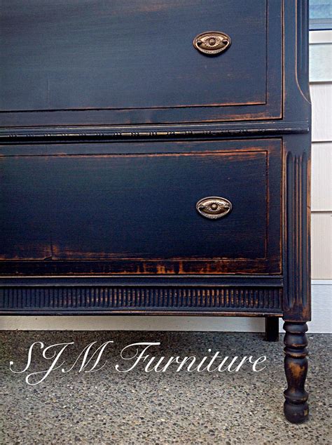 Antique Dresser Painted In Black Chalk Paint Distressed And Sealed
