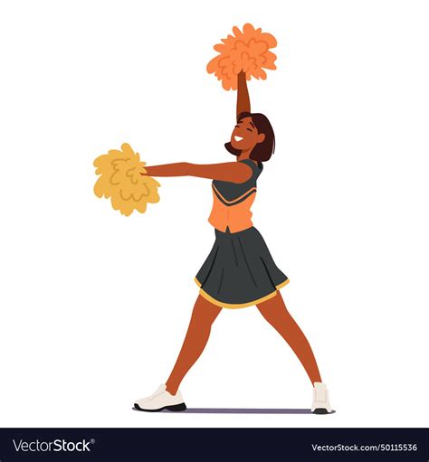 Black Cheerleader Adorned In Vibrant Uniform Vector Image