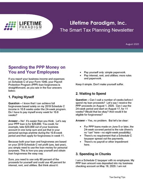 The Smart Tax Planning Newsletter August 2020 Lifetime Paradigm