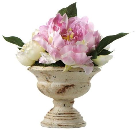 Peony In Paper Mache Pot Topiaries And Silk Plants Home Accents