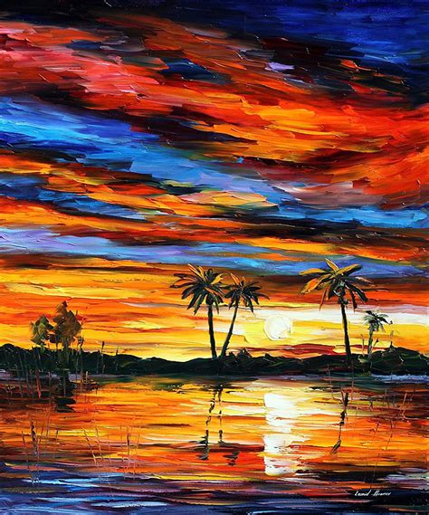 Tropical Sunset Oil Painting Free Shipping