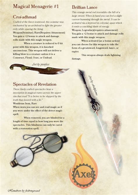 A Collection Of Magical Items Homebrewed For Dungeons And Dragons 5th