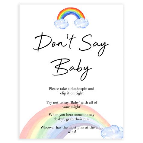 Dont Say Baby Game Rainbow Printable Baby Games Ohhappyprintables
