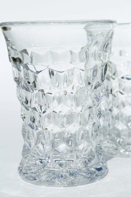 Crystal Clear Vintage Fostoria American Pattern Pressed Glass Tumblers Iced Tea Drinking Glasses