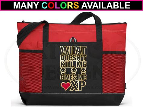 What Doesnt Kill Me Gives Me Xp Custom Zippered Tote Bag Gamer Bag