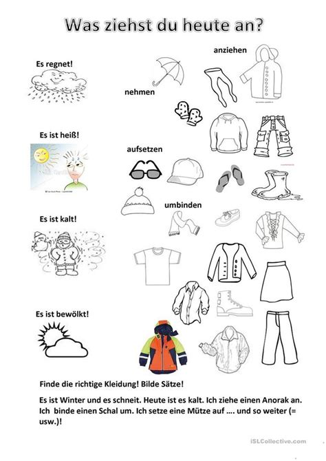 Wetter Und Kleidung Wetter Kindergarten Arbeitsblätter Wetter