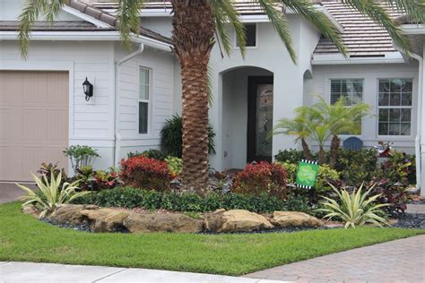 Front Yard Landscape Tropical Landscape Tampa By Tri County