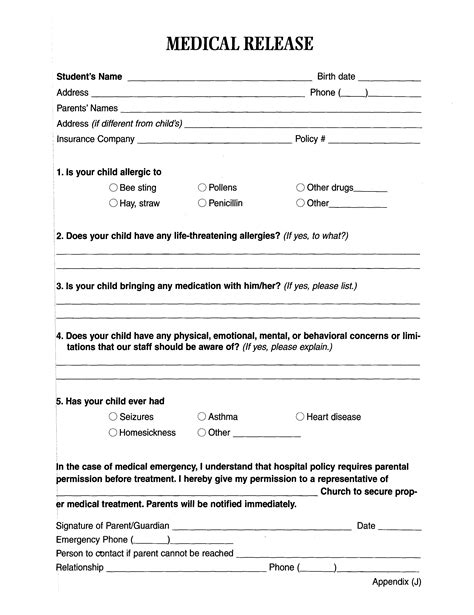 Printable Medical Release Forms Printable Forms Free Online