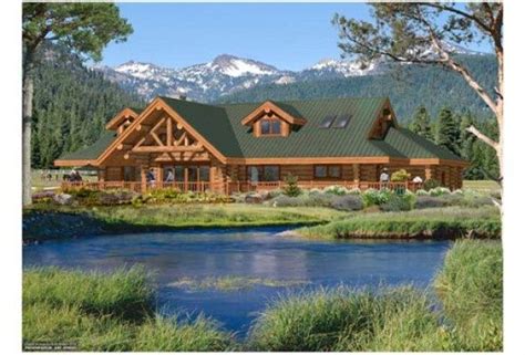 Dream Homes With Mountain Views Log Cabin Home With A Lake And A Nice