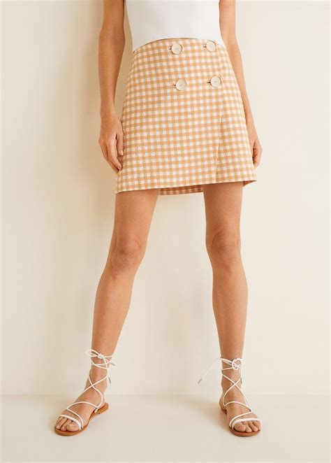 Textured Gingham Check Miniskirt Women Mango Usa Floral Midi Skirt Denim Midi Skirt Short