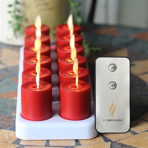 Luminara Rechargeable Red Flameless Led Tealights Votive Candles Remote